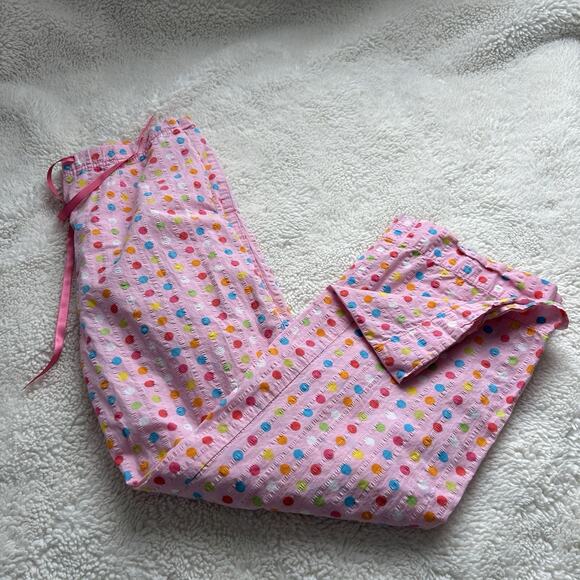 VTG Y2K MUDD Pajama Pants Pink‎ Polka A Dots Sz S Drawstring Lounge Low Raise - Picture 1 of 8